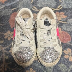 Havana Kids Glitter Sneakers with Pink Accents